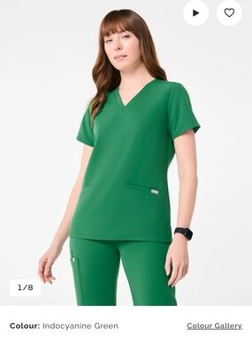 Figs Indocyanine Green V-Neck Scrub Top And Bottoms